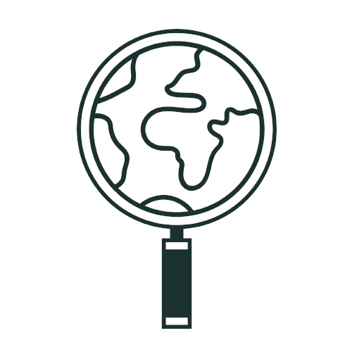 Magnifying glass with Earth doodle